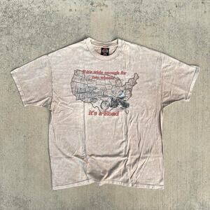 Harley Davidson American Road Map Outline Mocha T Shirt